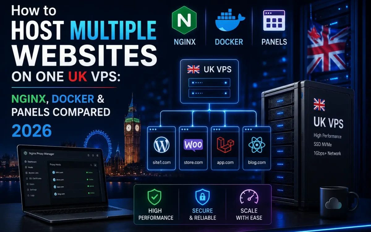 How to Host Multiple Websites on One UK VPS: Nginx, Docker & Panels Compared 2026