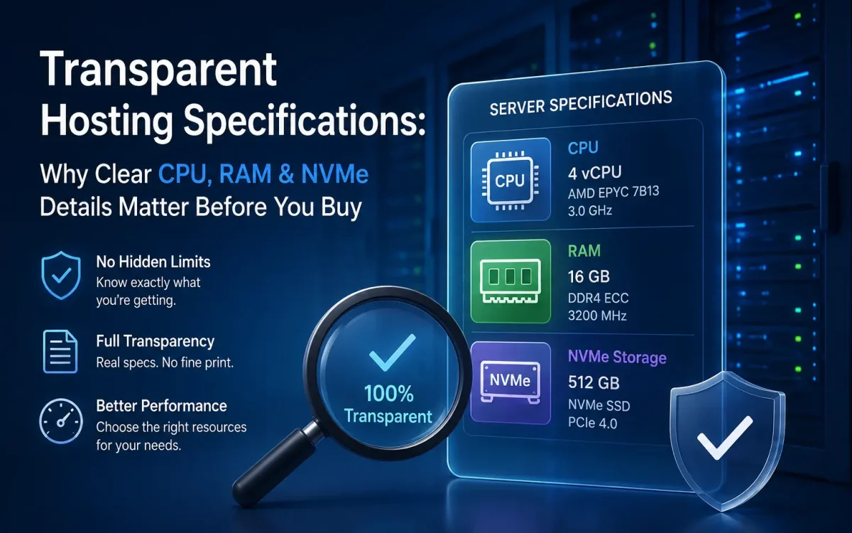 Transparent Hosting Specifications: Why Clear CPU, RAM & NVMe Details Matter Before You Buy