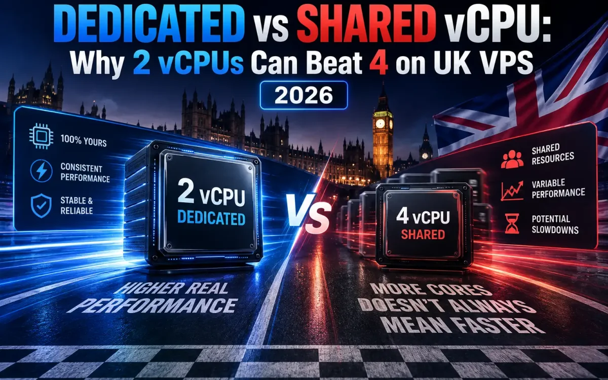 Dedicated vs Shared vCPU: Why 2 vCPUs Can Beat 4 on UK VPS 2026