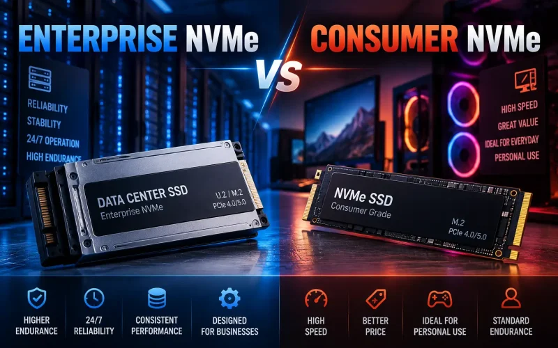 Enterprise NVMe vs Consumer NVMe: Endurance & Power-Loss Protection for UK Hosting 2026