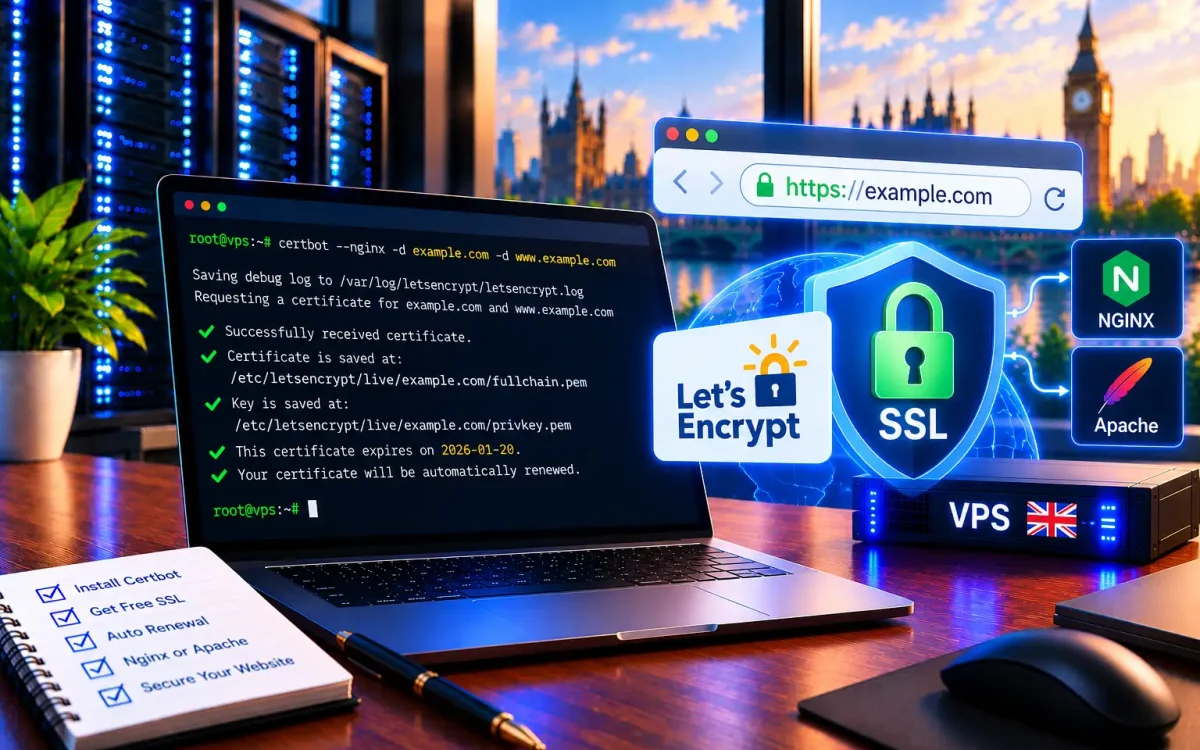 كيف تثبّت شهادة SSL مجانية (Let's Encrypt) على VPS 2026