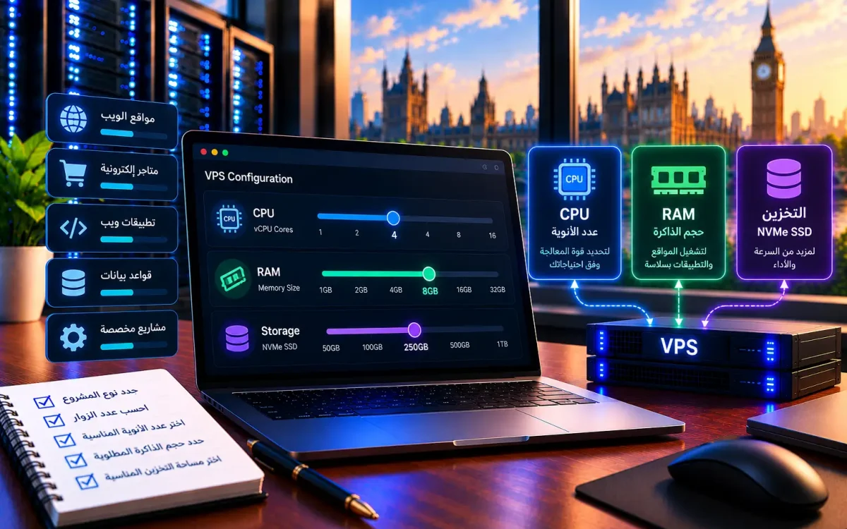 كيف تختار حجم VPS المناسب (CPU وRAM والتخزين) 2026