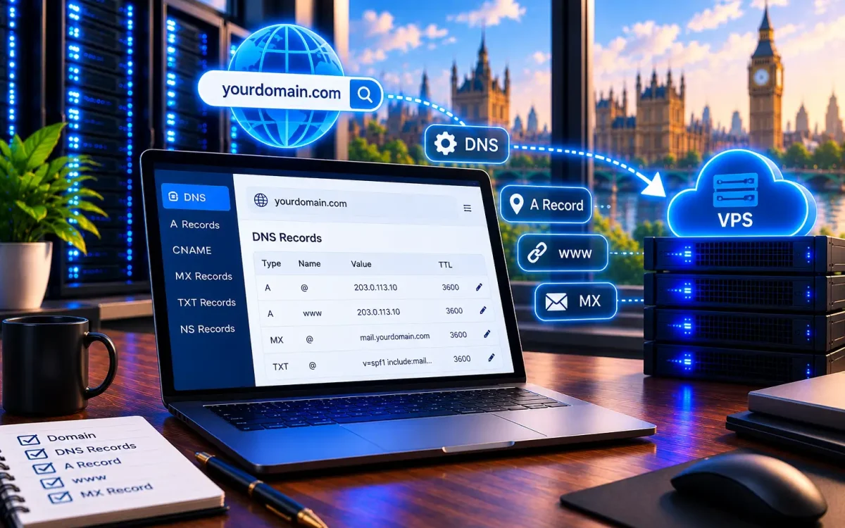 كيف تربط نطاقك (دومين) بالـ VPS خطوة بخطوة 2026