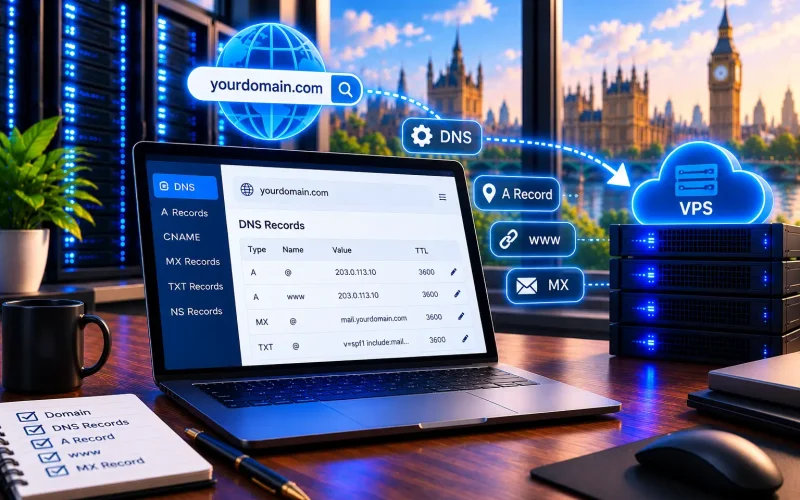 كيف تربط نطاقك (دومين) بالـ VPS خطوة بخطوة 2026