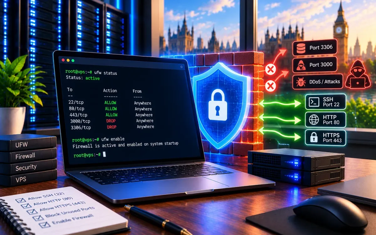كيف تضبط جدار الحماية (Firewall) على VPS لتأمينه 2026